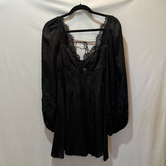 For Love & Lemons Natalie Long Sleeve Corset Black Mini Dress Medium M - Picture 4 of 8
